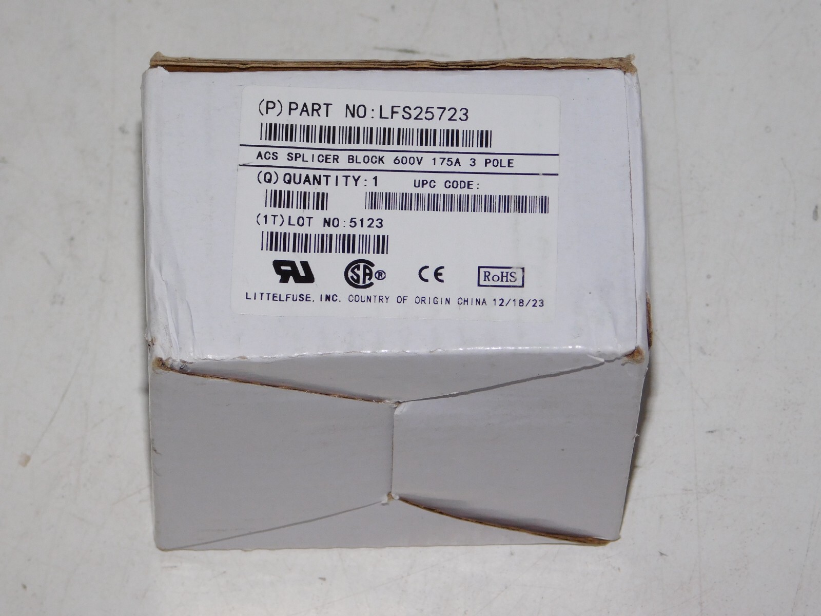 New Littelfuse LFS25723 ACS Splicer Terminal Block Unit 175A 600V 3 Pole Module