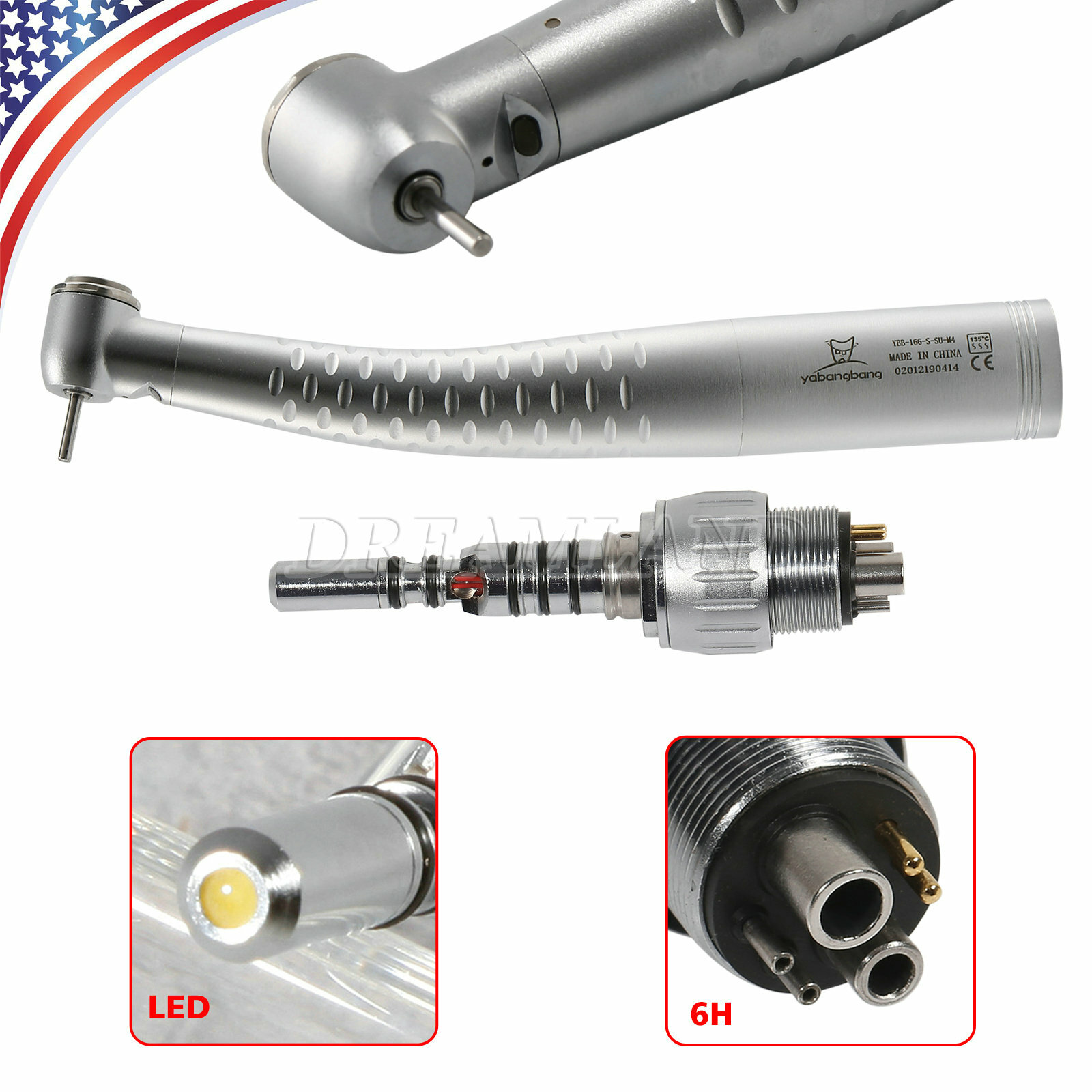 Dental Fiber Optic Handpiece / with Quick Coupler 6 Hole SALE