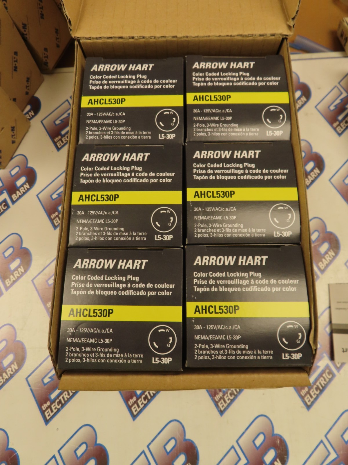 Eaton AHCL530P Plug (BOX OF 6) 30A 125V 2P3W Twistlock Yellow L5-30P -NEW-B