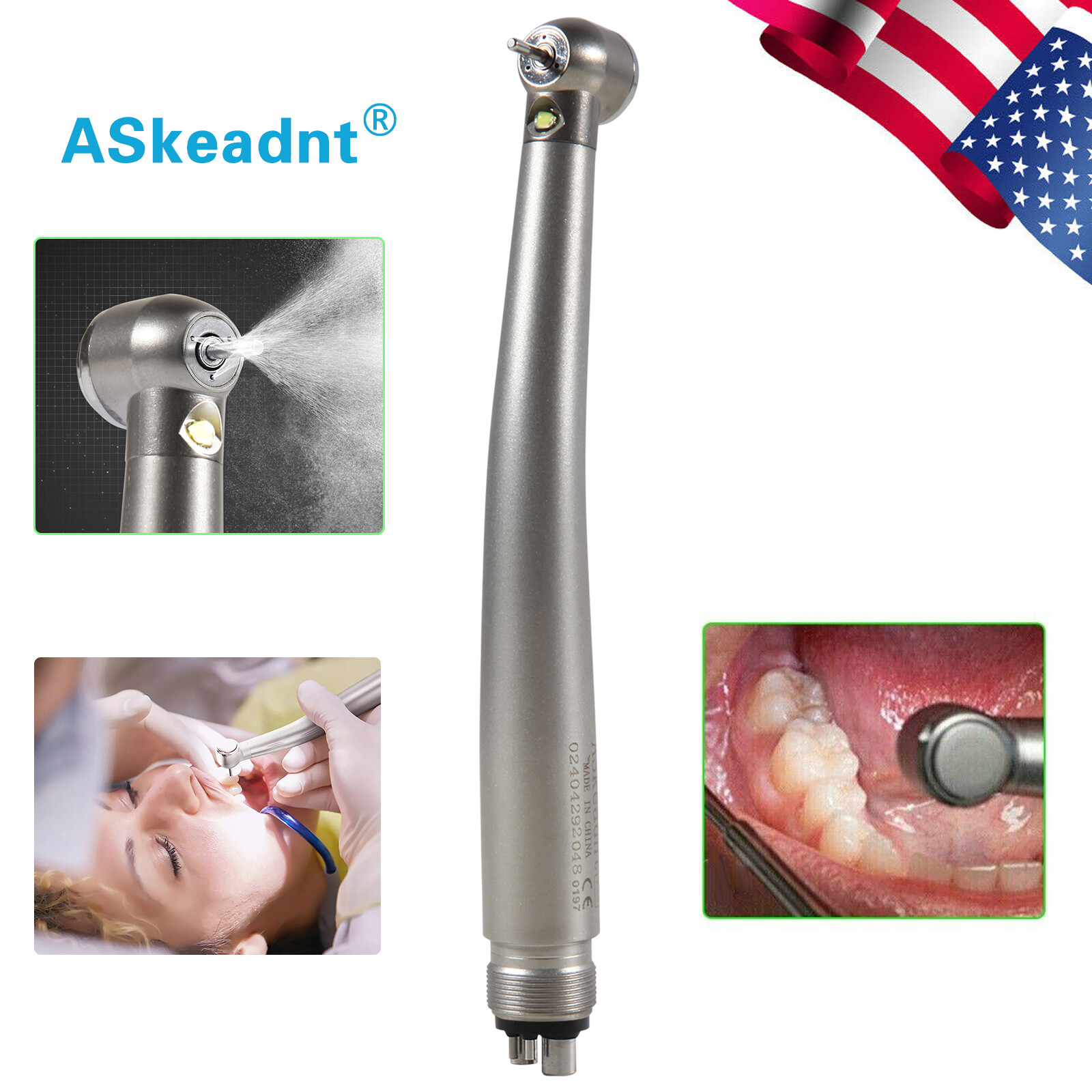 Pieza de mano LED turbina alta velocidad fibra óptica dental estilo NSK 2/4 Hole