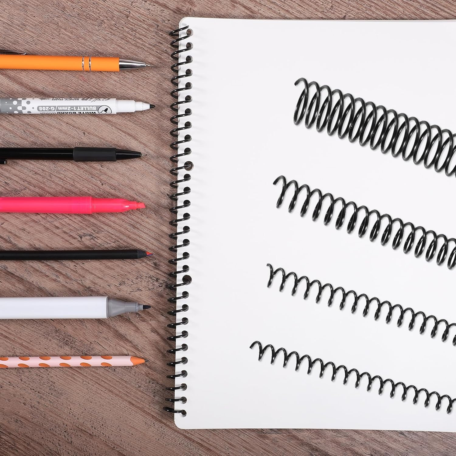 50 Pack Plastic Spiral Binding Coils 4:1 Pitch Spiral Binding Coils Binding Kit