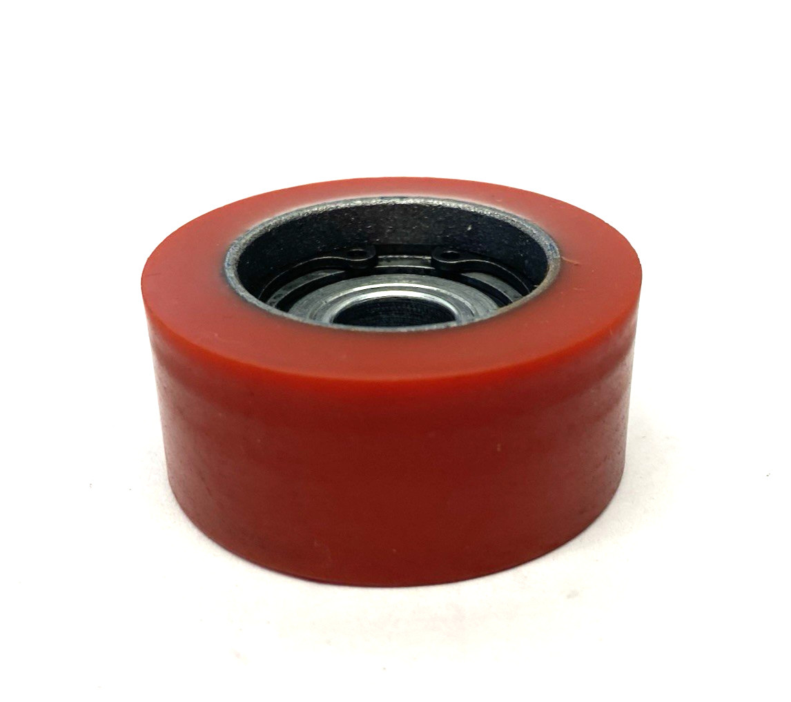 2372T5 Abrasion-Resistant Idler Roller, 80A Red Hard Durometer 2″ MISSING STUD