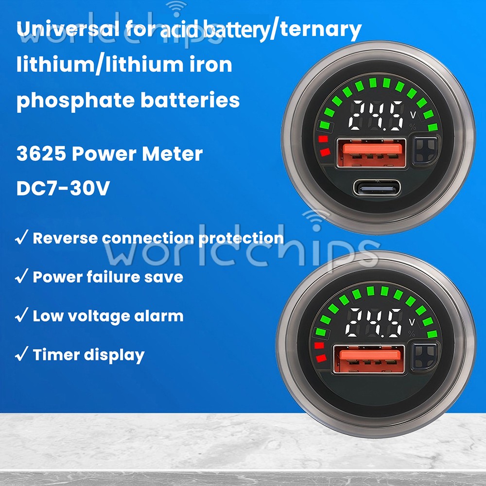 DC 7-30V Waterproof Digital Voltage Battery Capacity Level Indicator Voltmeter