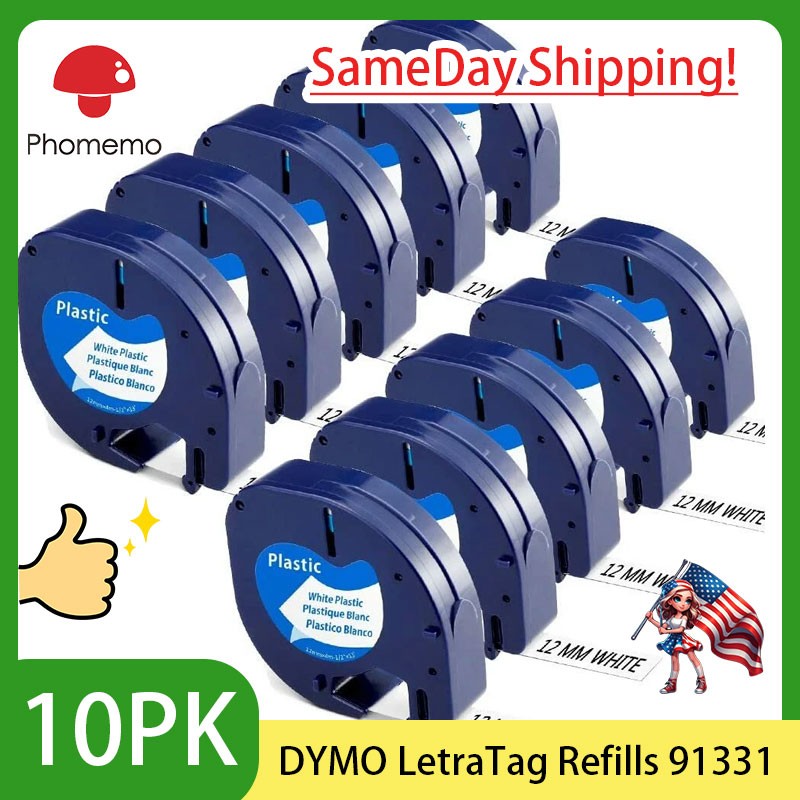 10PK Dymo LetraTag Refills White Plastic 91331 for LetraTag Label Maker LT-100H