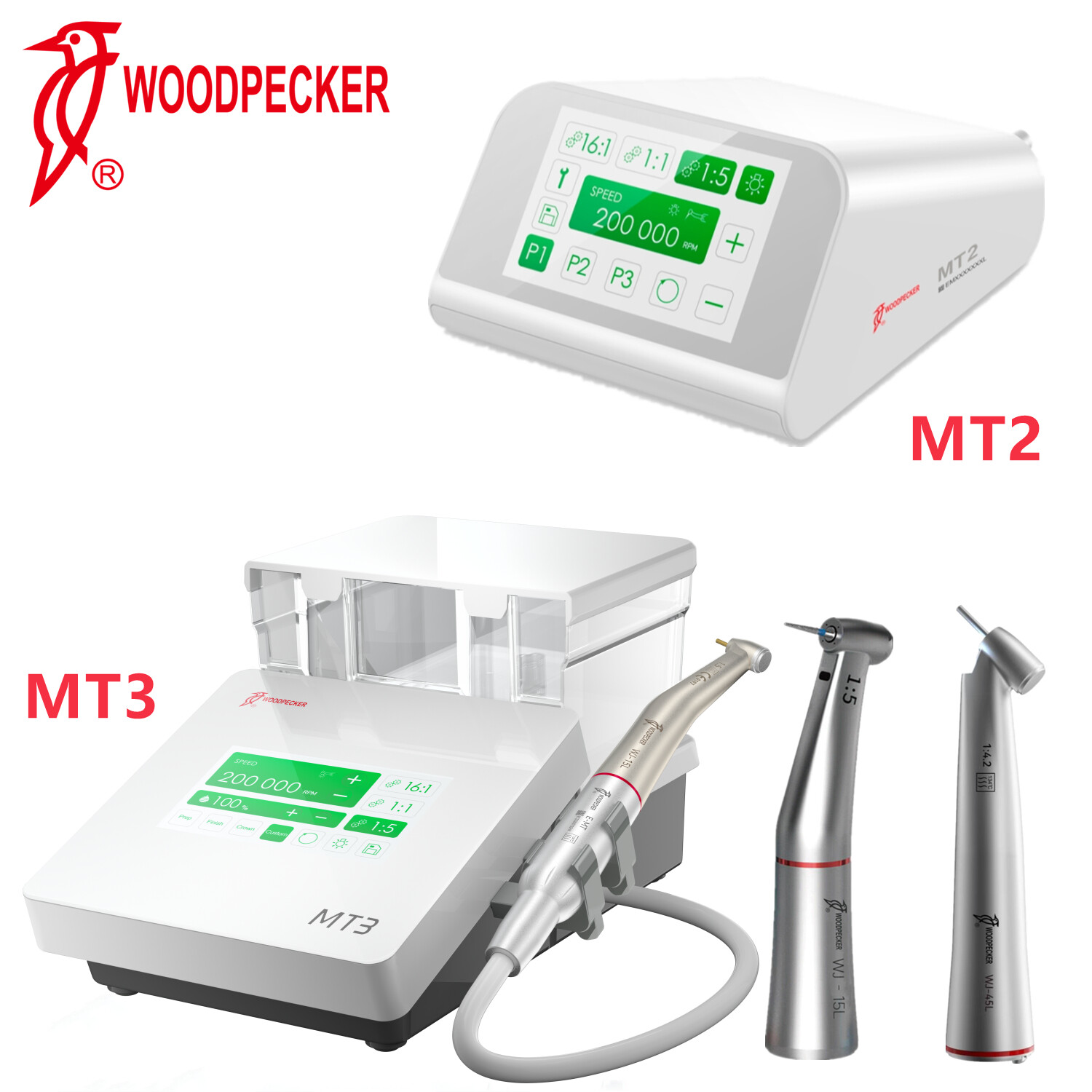 Woodpecker DTE Dental Electric Micro Motor MT2 MT3+ /1:1/1:4.2/1:5 LED Handpiece
