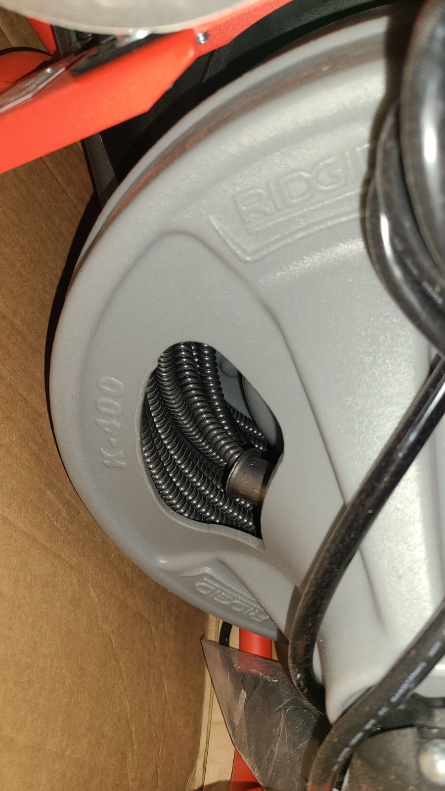 Ridgid 26998, K-400 120V Drum Drain Machine w/C-45 IW Cable, 1/2″x75′ Int. Wound