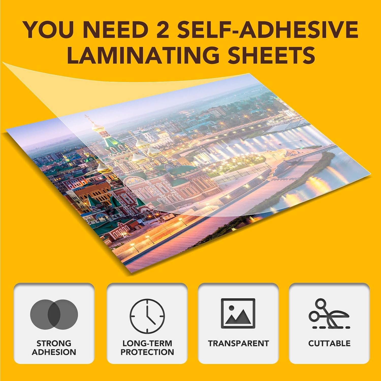 50 Pack Self Adhesive Laminating Sheets, 9 X 12 Inch, Clear Sticker Laminate She