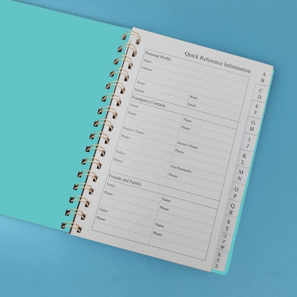Durable 120-Page A-Z Address & Birthday Log Book – Teal 5×7 for Everyday Use