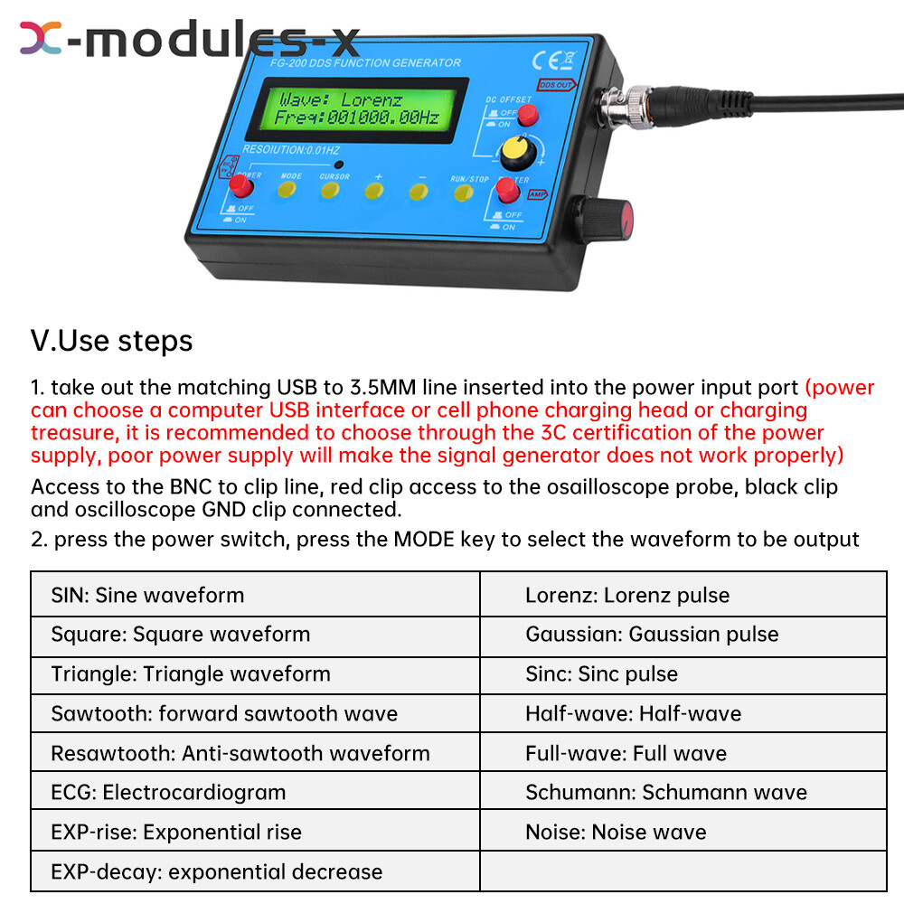 FG-200 0.01Hz-500KHz DDS Function Signal Generator Frequency Counter Module New
