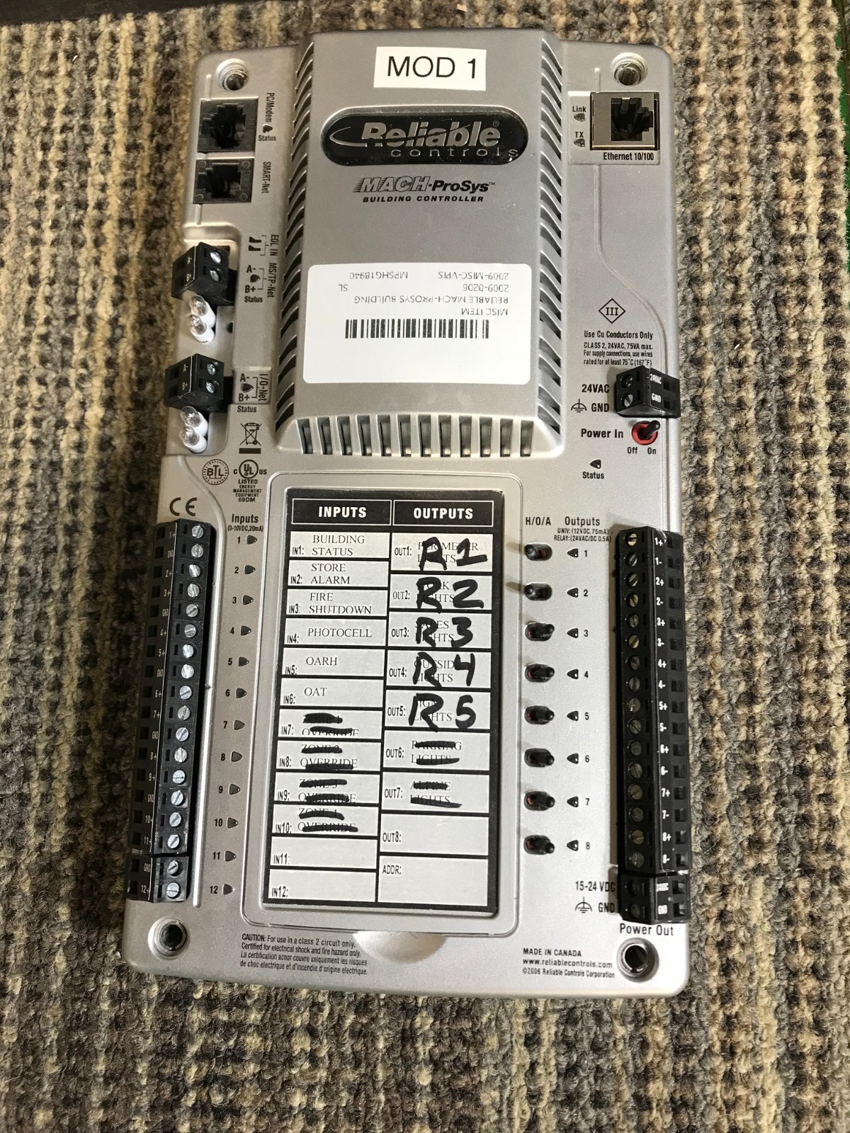 Reliable Controls Mach-ProSys MP-S-H BACnet Building Controller w/ universal out