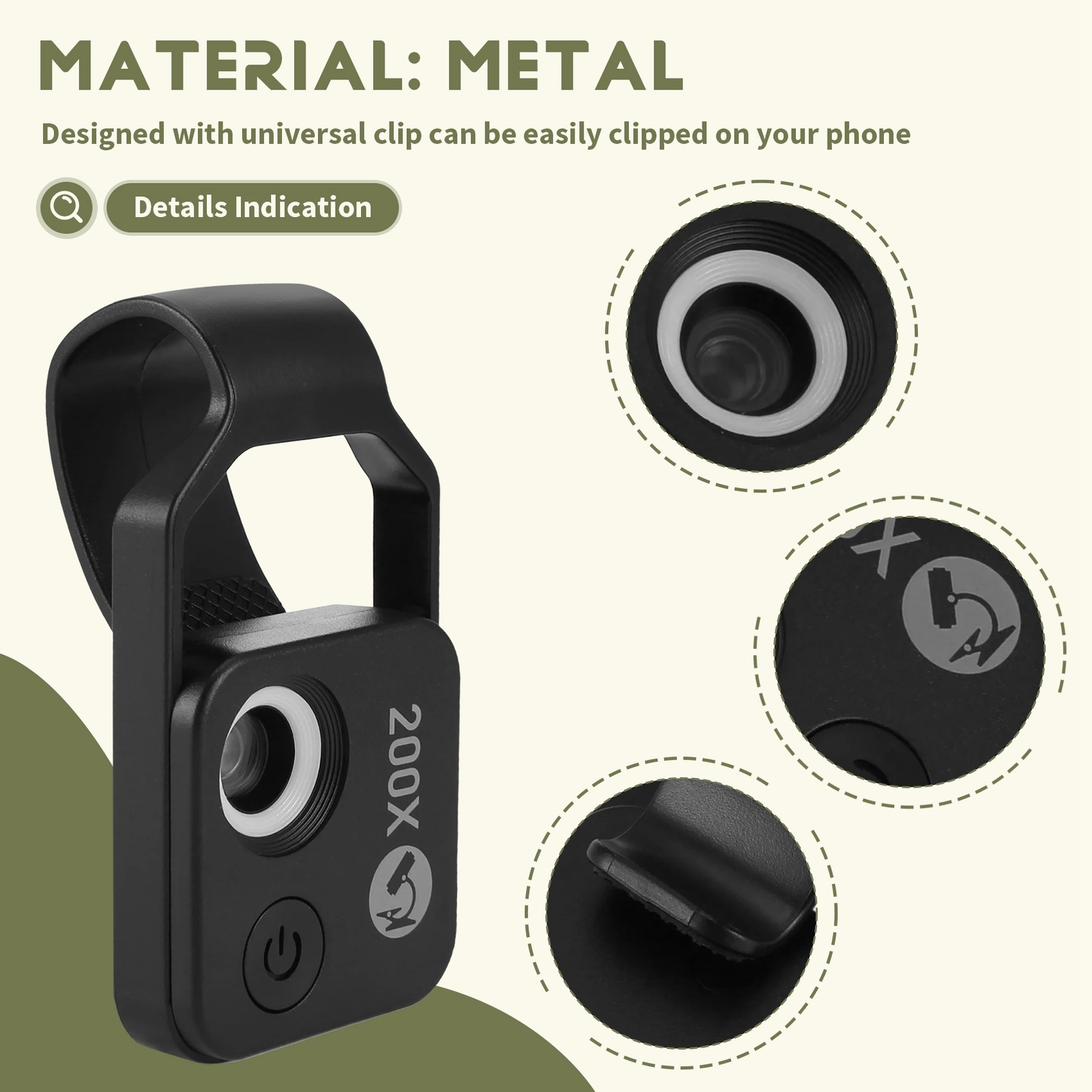 200X Cell Phone Microscope Accessory with Window Microscope, Portable 3218