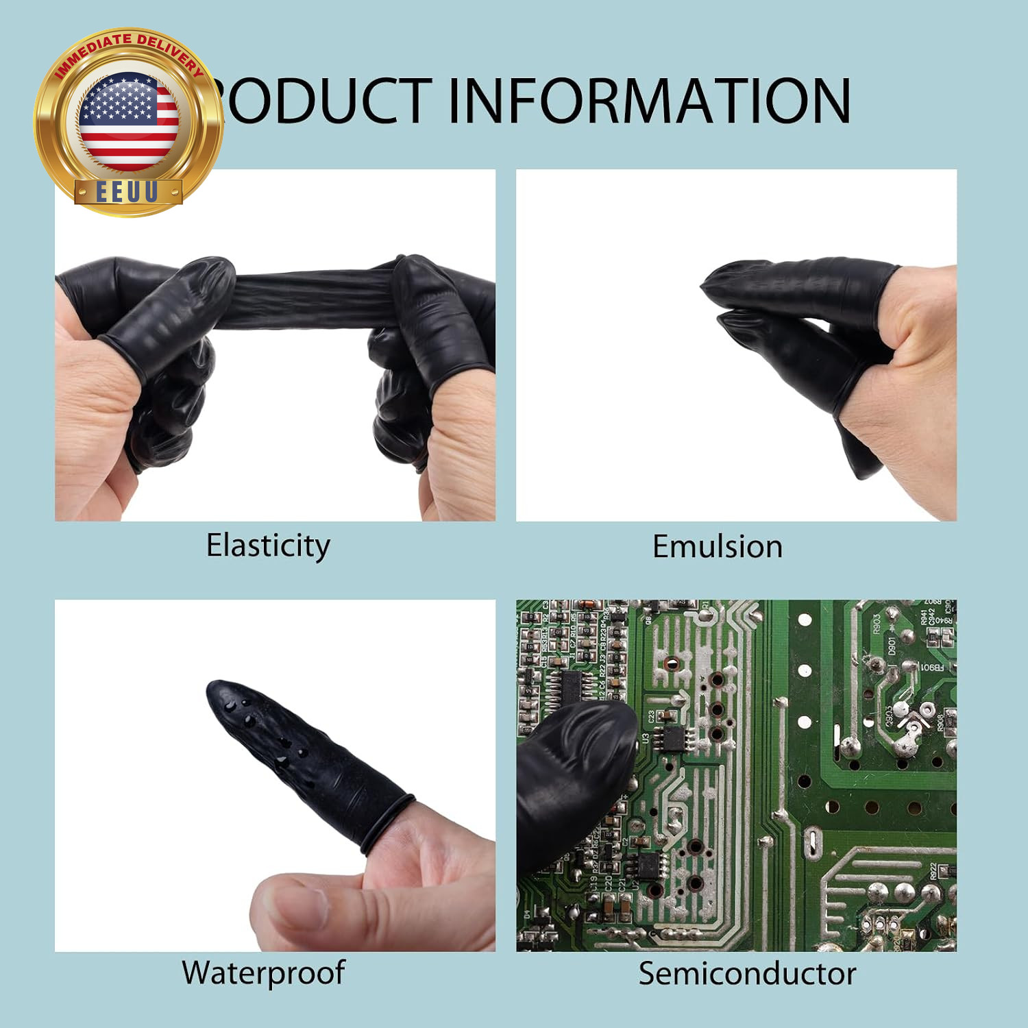 100 Pcs 65X25Mm Black Finger Gloves Disposable, Fingers Protectors, Finger Cots