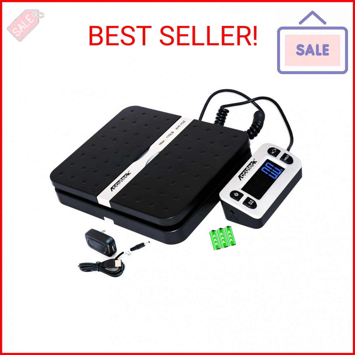 ACCUTECK 8580 High Capacity 110 Lbs High Accuracy 0.1OZ Digital Postal Scale wit