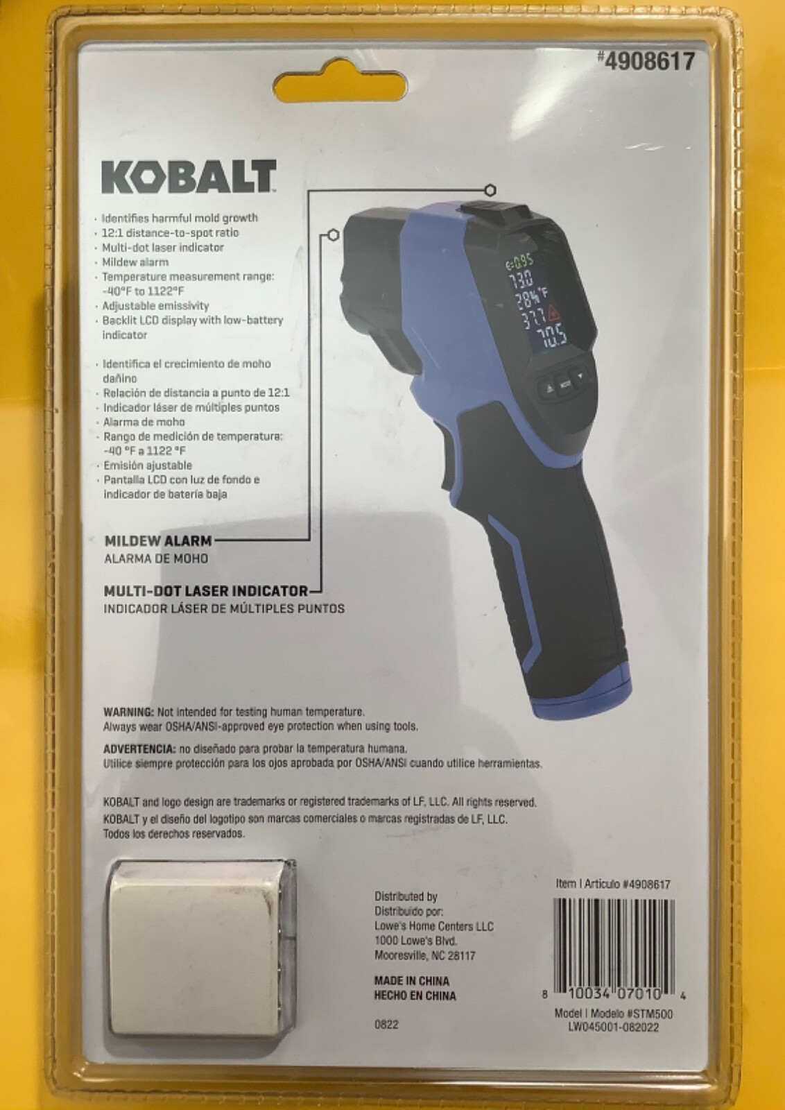 NEW Kobalt Digital Non-Contact Thermometer W/ Mold Detection 4908617 READ BELOW