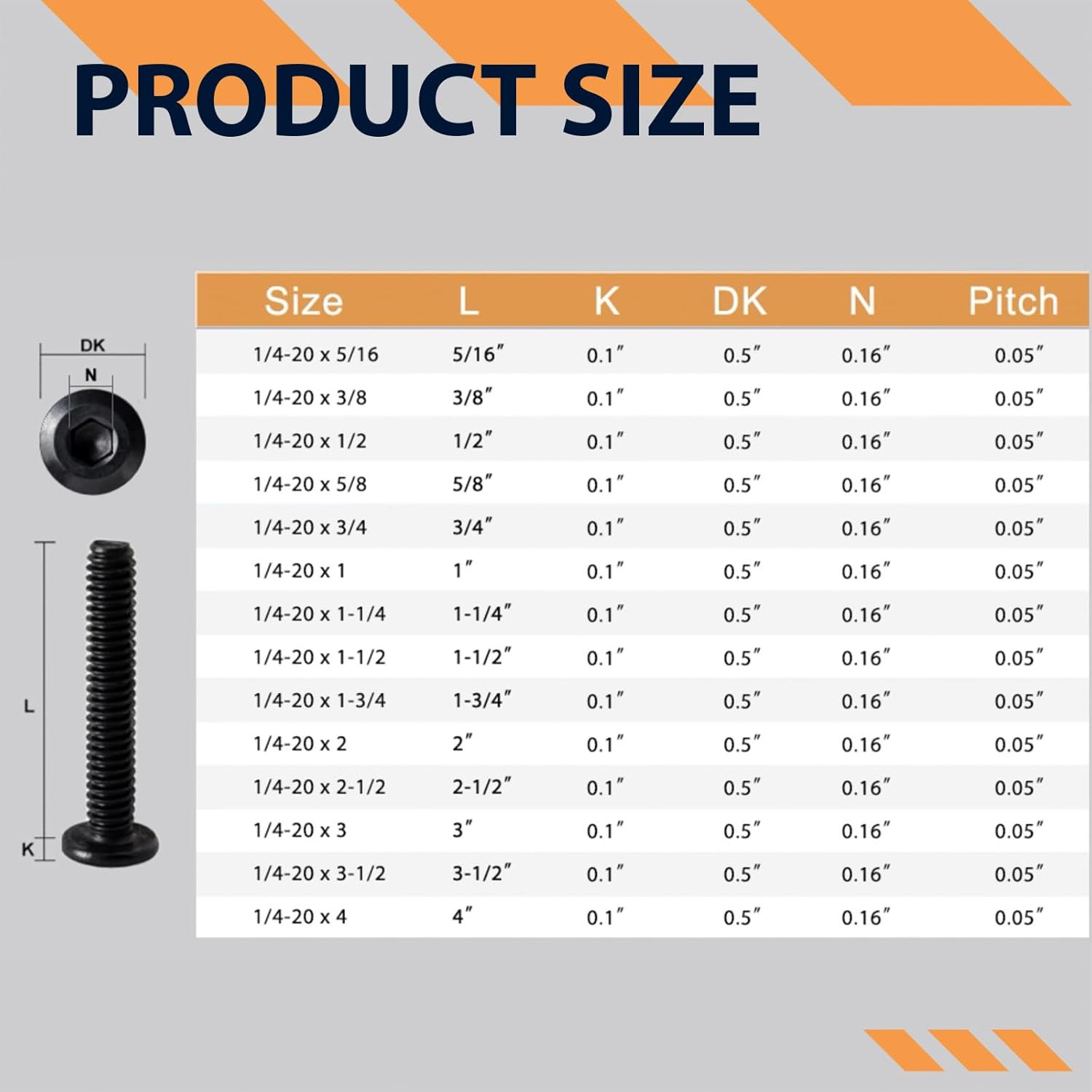 1/4-20 X 1 (30 Pack) Flat Head Hex Socket Cap Screws Bolts, Black Oxide 304 Stai