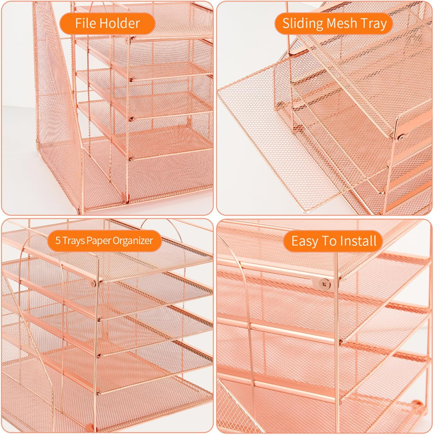 Desk Organizers and Accessories, 5-Tier Paper Letter Tray Organizer with File Ho