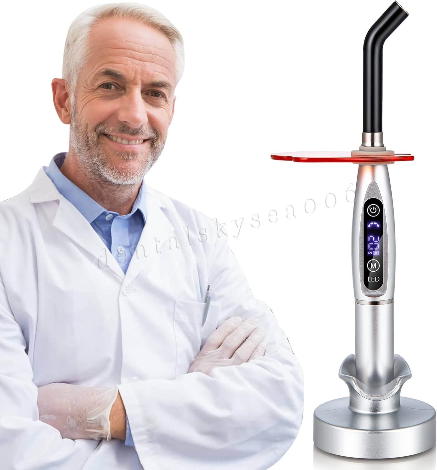 Dental Upgraded Rainbow LED Curing Light 1500-2000mw/cm2 3 Modes Silver US STOCK