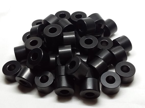 Black Anodize Aluminum Spacer Bushing 3/4″ OD x 3/8″ ID–Fits M10 or 3/8″ Bolts