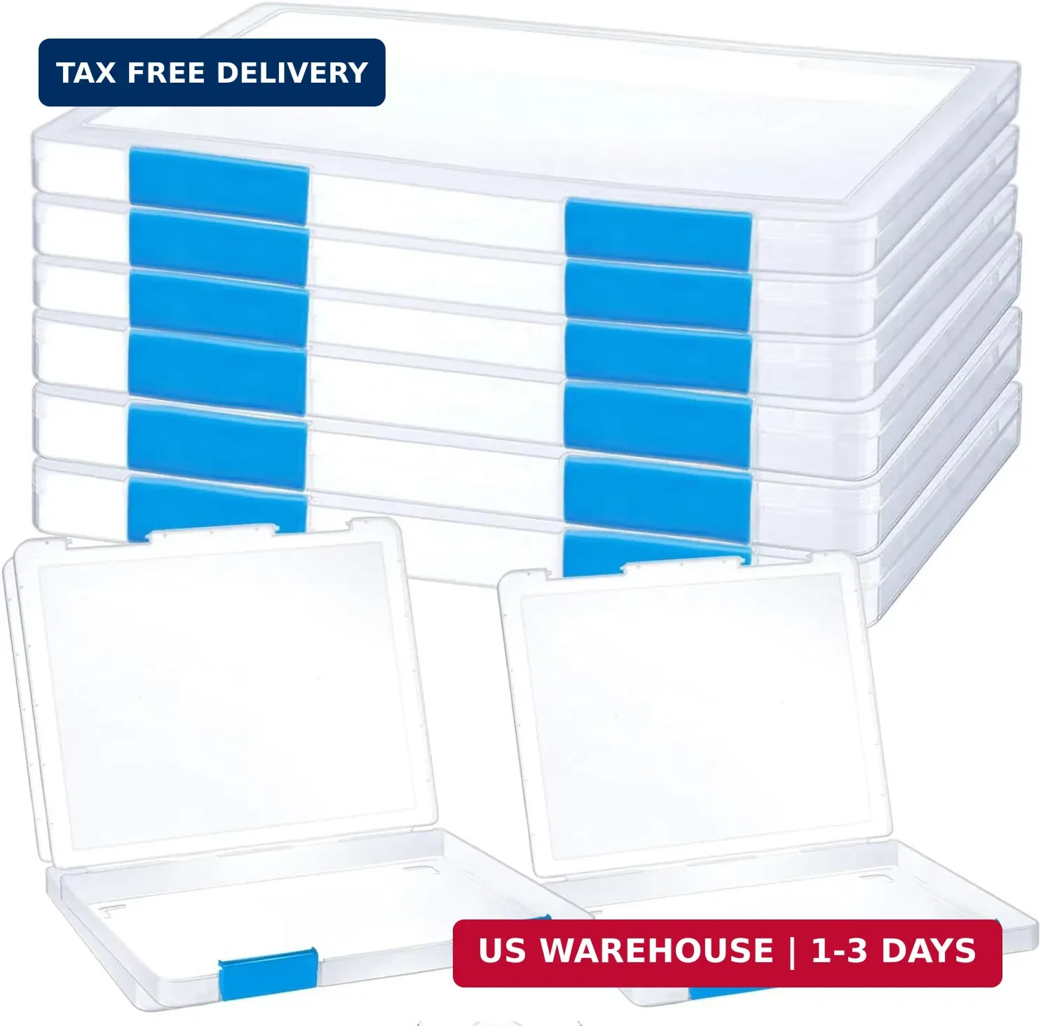 6 Pack A4 File Portable Project Case, Plastic Storage Box for 8.5″ x