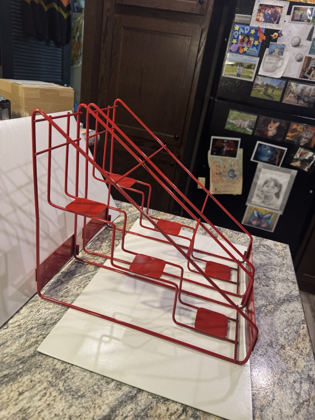 2 Slim Jim Metal Countertop Display Racks 3-Slot Red Snack Holders