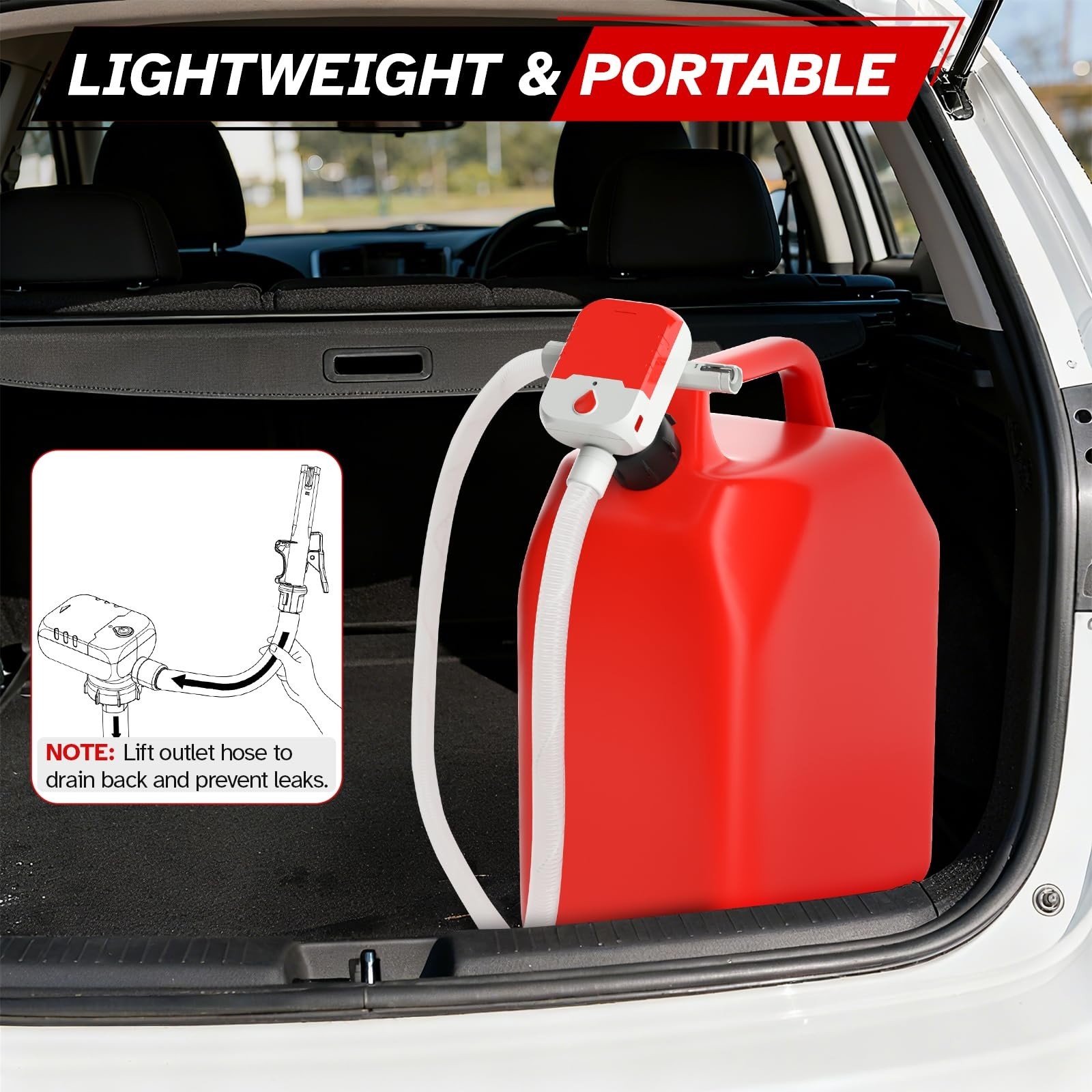 Portable Cordless Fuel Transfer Pump – Auto-Stop, 3.8 GPM, Battery/USB, 51″ Hose