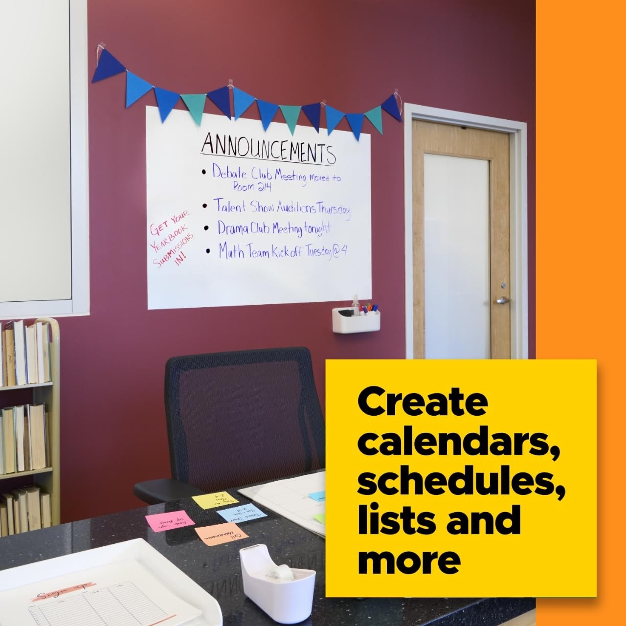 Post-it Dry Erase Whiteboard Film Surface for 4″W x 25.6″H, 3 Ft X 2