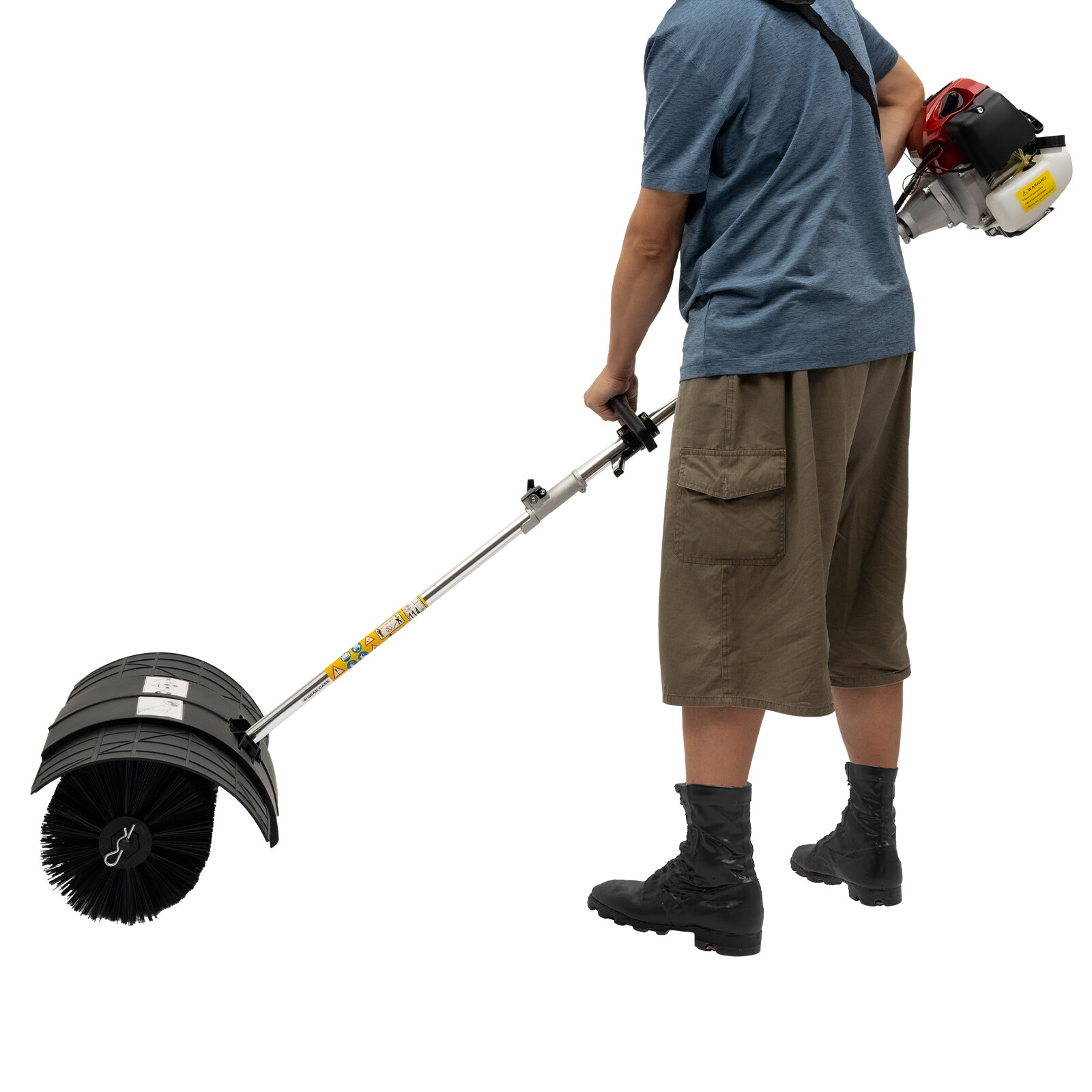 Gas Power Nylon Brush Broom Sweeper Artificial Grass Driveway Turf Snow Clean US
