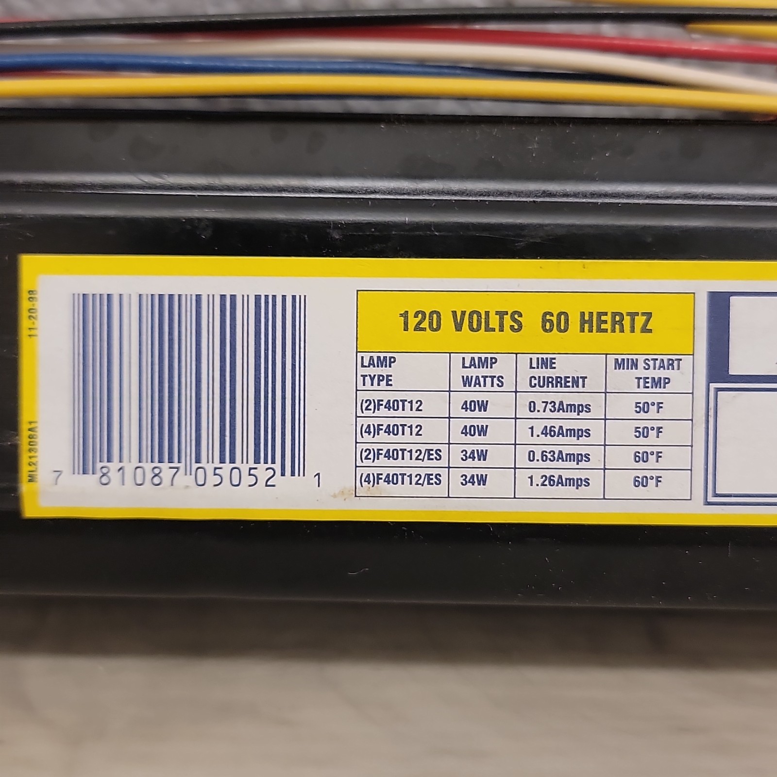 Advance R-4S40-A-TP-AC R4S40ATPAC Type HL Class P Rapid Start Ballast 120V 60HZ