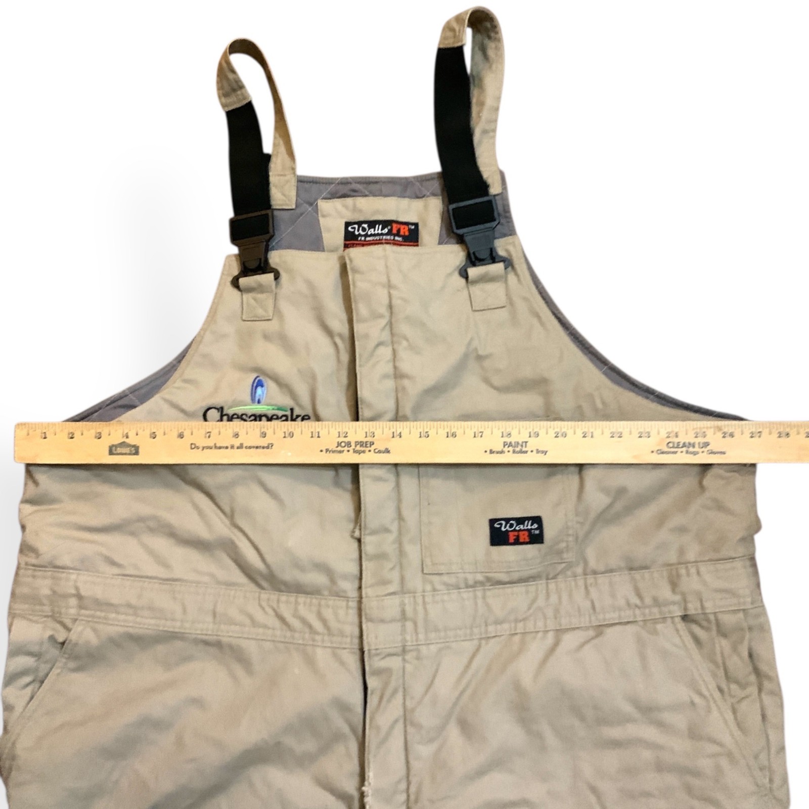 Walls Lined Bib Tan Overalls Insulated Chesapeake Energy Logo Sz XXL TALL