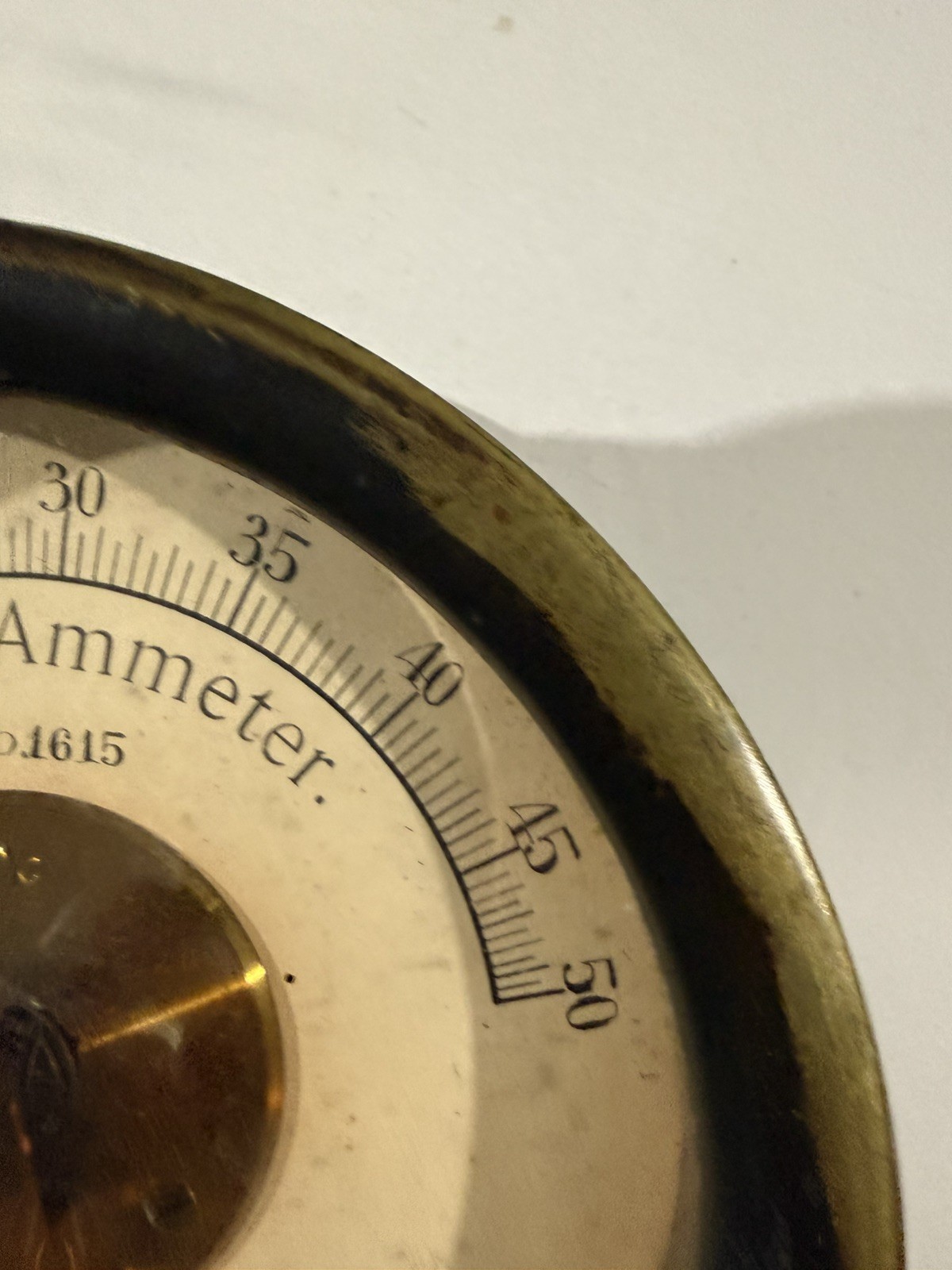 Antique Norton Ammeter No. 1615 – Brass Industrial Electrical Gauge CT