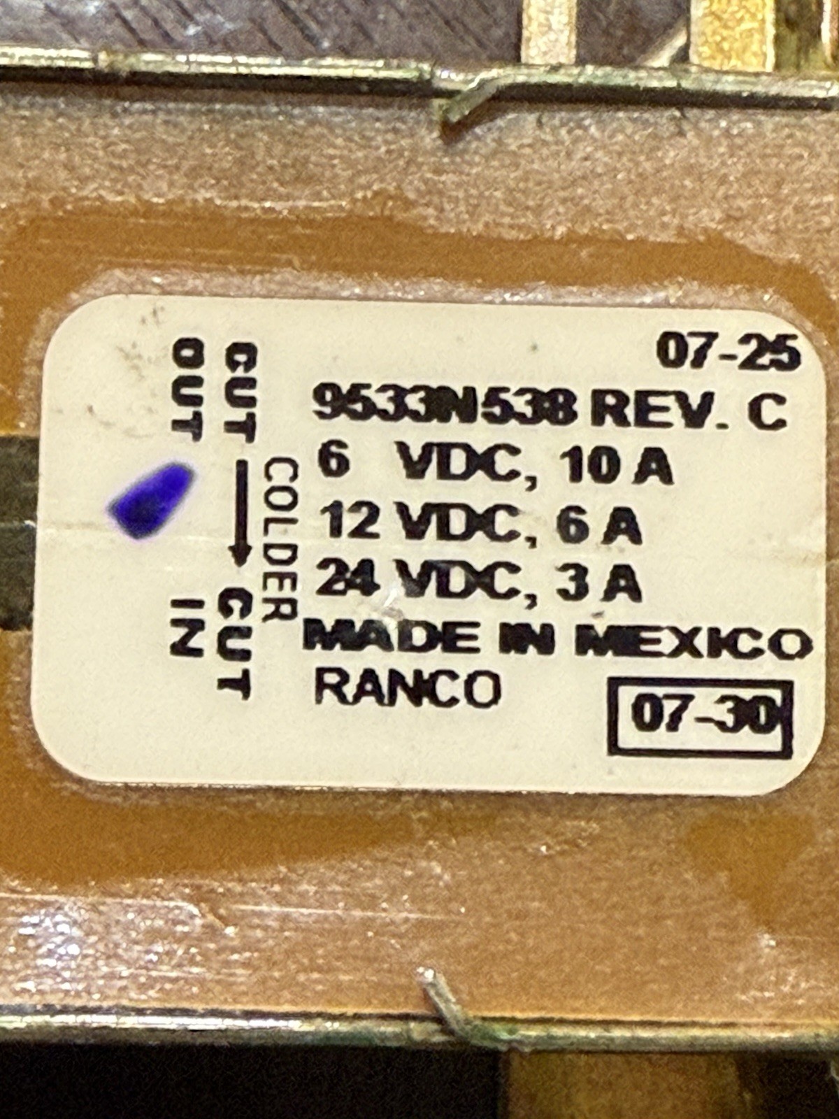 NEW RANCO THERMOSTAT 6-24VDC 10A 6A 3A 9533N538