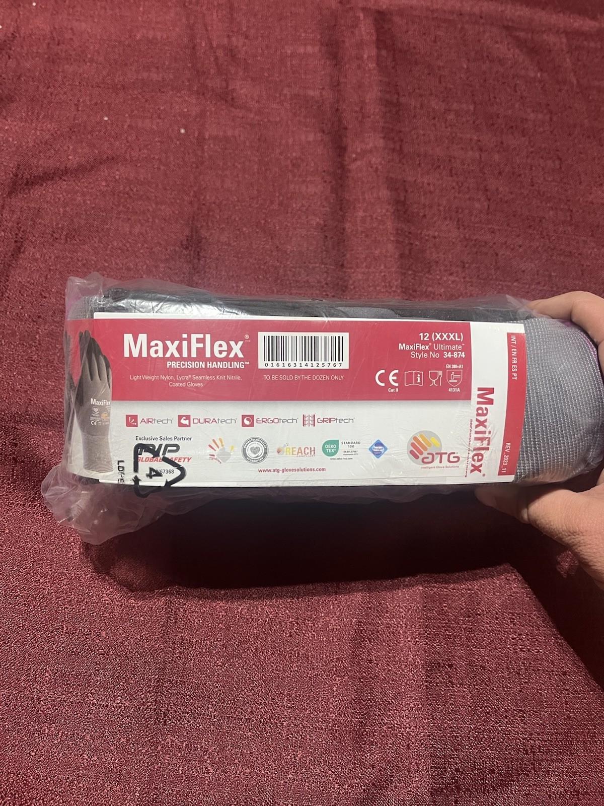 MaxiFlex Ultimate 34-874 Nitrile Coated Work Gloves XXXL 12 Pack Industrial