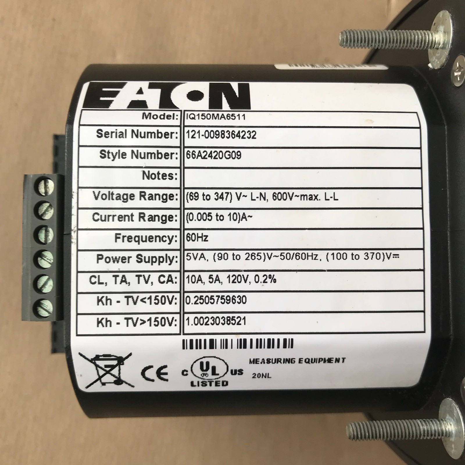 EATON IQ150MA6511 POWER MONITOR 66A2420G09