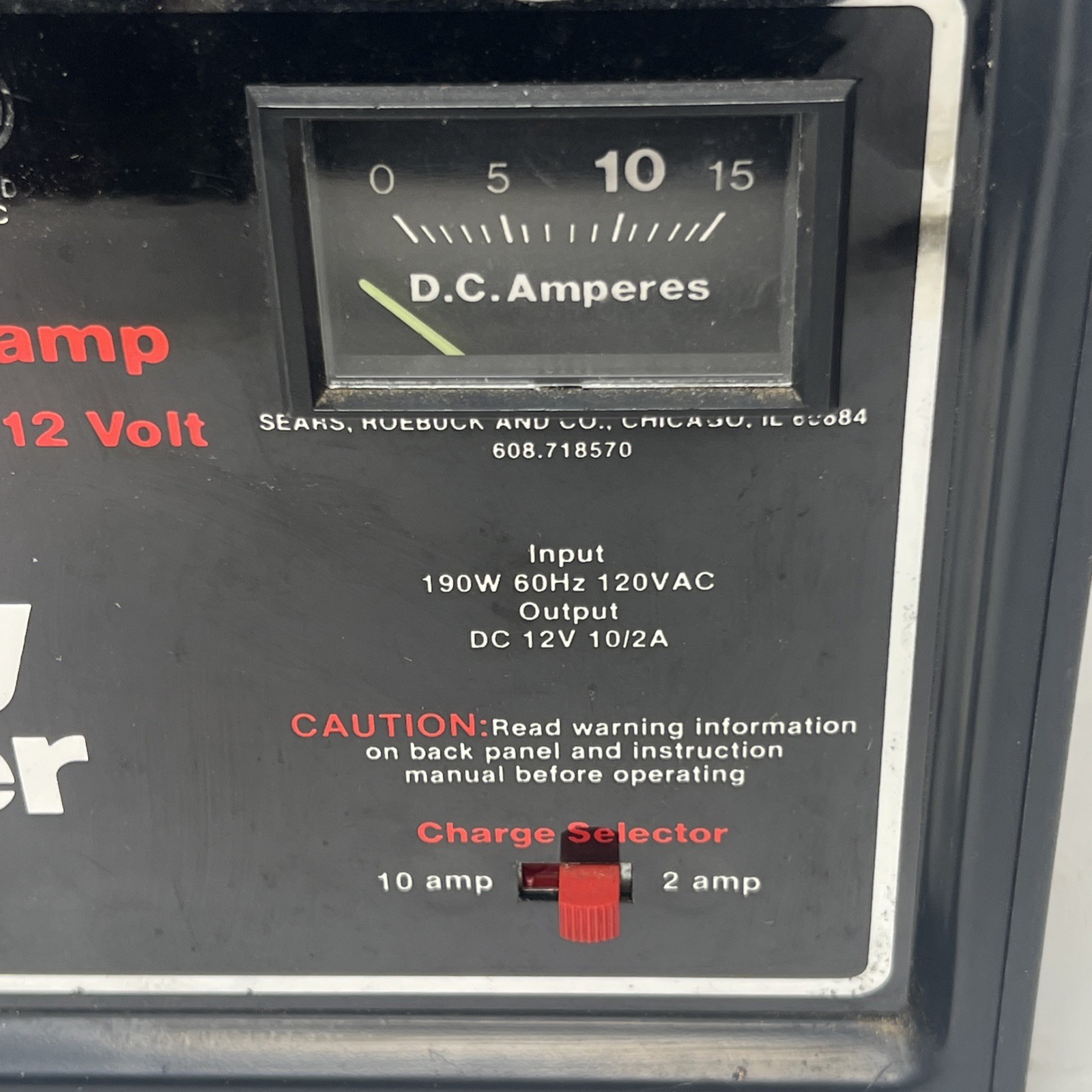 Sears 10/2 Amp 12 Volt Automatic Battery Charger Model 608.718570 / 28-71857