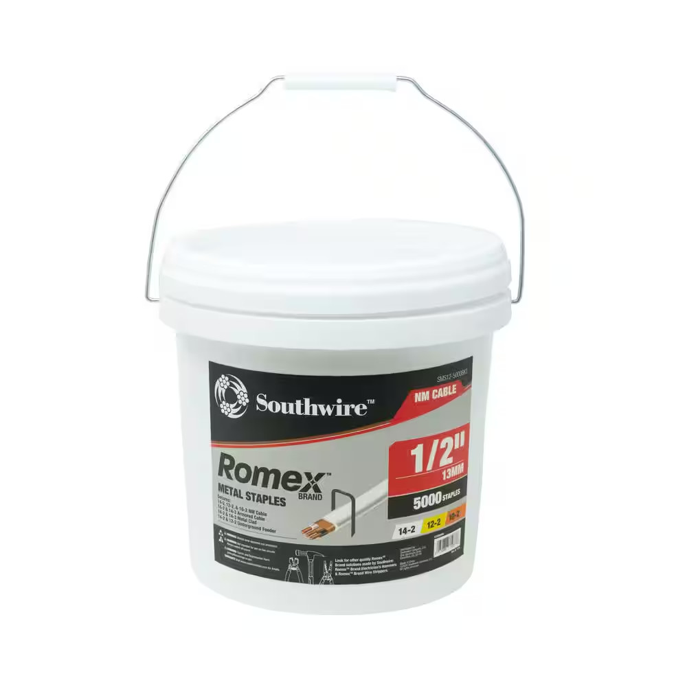 1/2 In. Metal Staples for Romex NM Cable (5,000‑Pack)