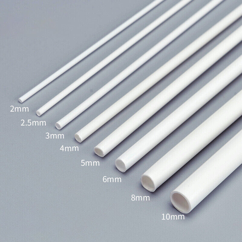 White ABS Round Hollow Tube 2mm-8mm Styrene Plastic Pipe DIY Model Crafts 250mm