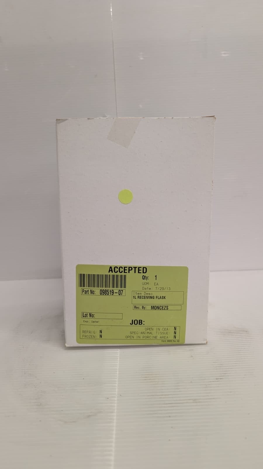 NEW Chemglass CG-1508-P-34 Round Bottom Receiving Flask 1000 ml 35/25 Joint