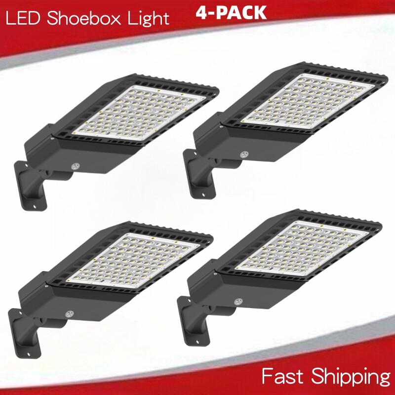 300W,LED Parking Lot Light Dusk to Dawn Street Pole Lights 39000lm 5500k-4PACK