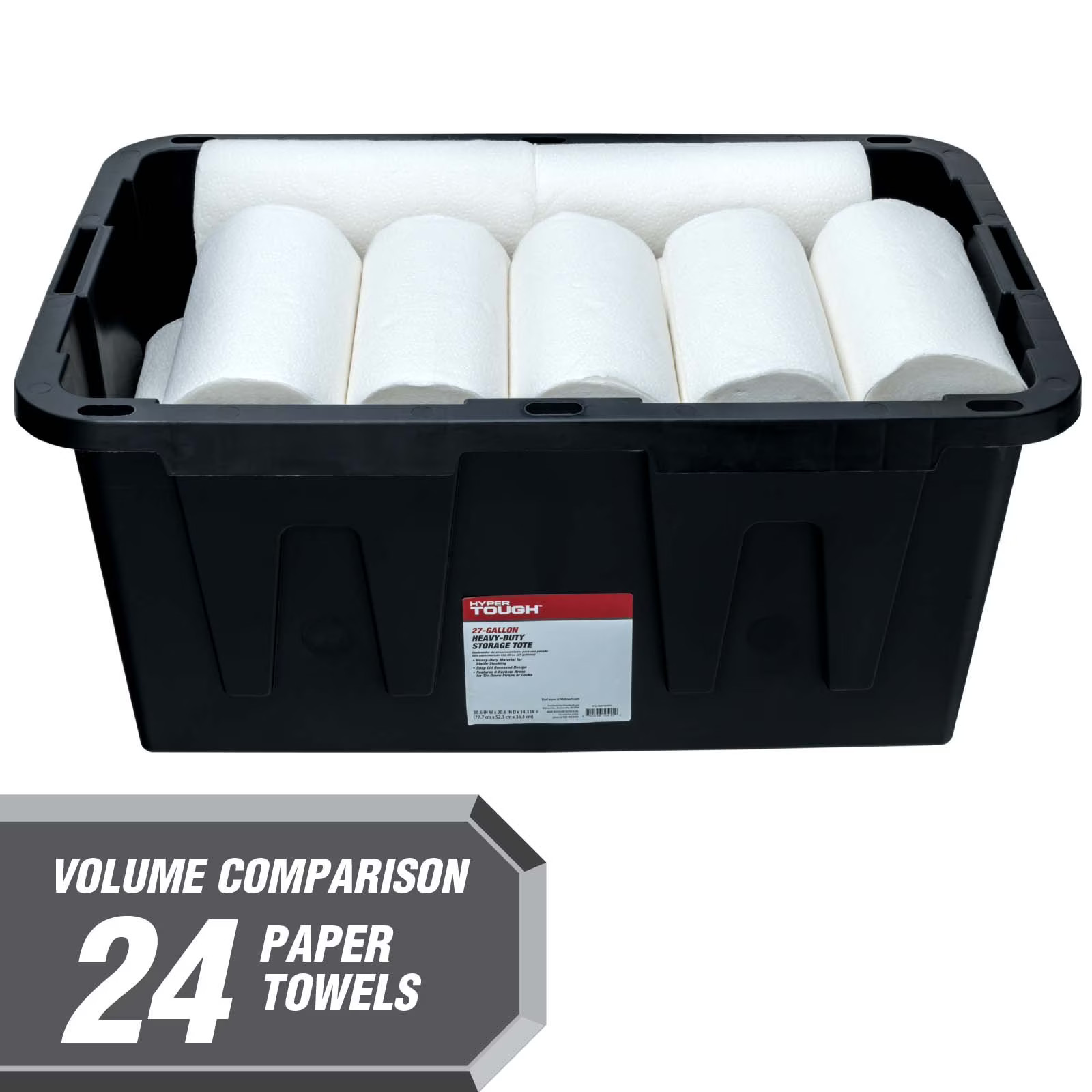 Hyper Tough 27Gal Storage Bin 4-Pack Black/Red Heavy Duty Plastic