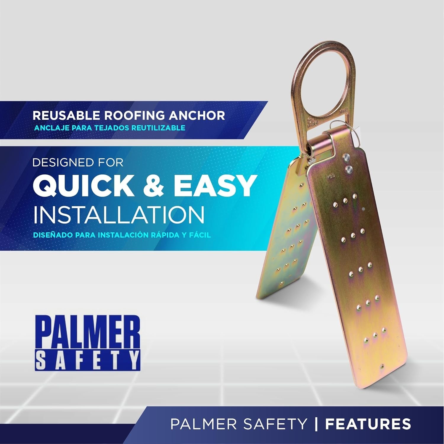 Steel Roof Anchor Bracket Reusable Fall Protection OSHA ANSI Compliant