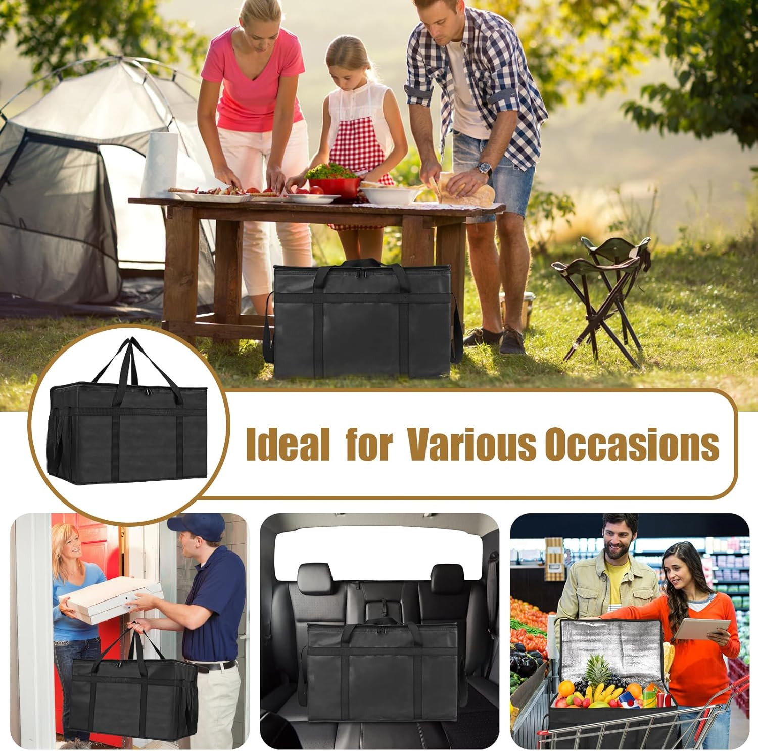 Insulated Bags for Food Delivery, XXXL Pizza Delivery Bags, Large