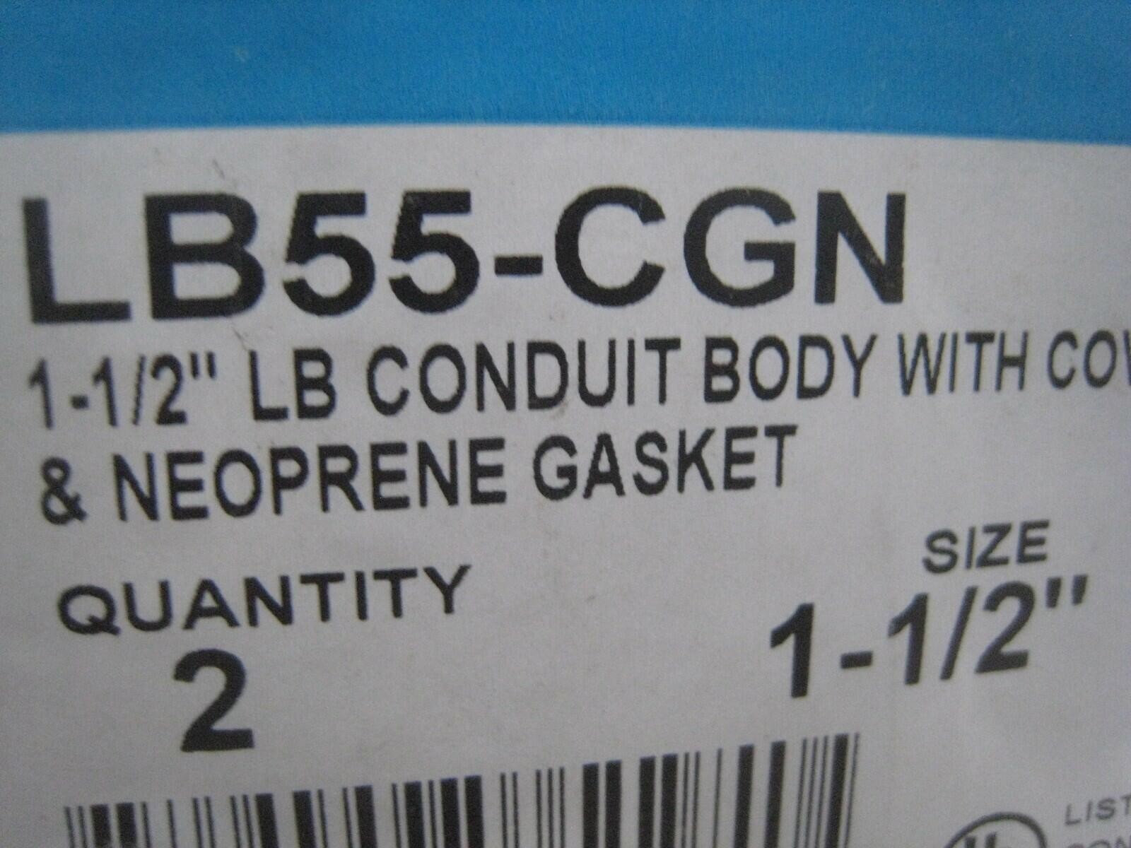 COOPER CROUSE HINDS LB55-CGN NEW 1-1/2″ LB LOT OF 2 FREE SHIPPING
