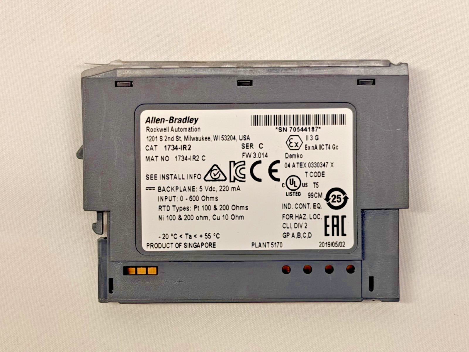 Allen-Bradley 1734-IR2 Ser C POINT I/O 2-Channel RTD Input Module FW 3.014