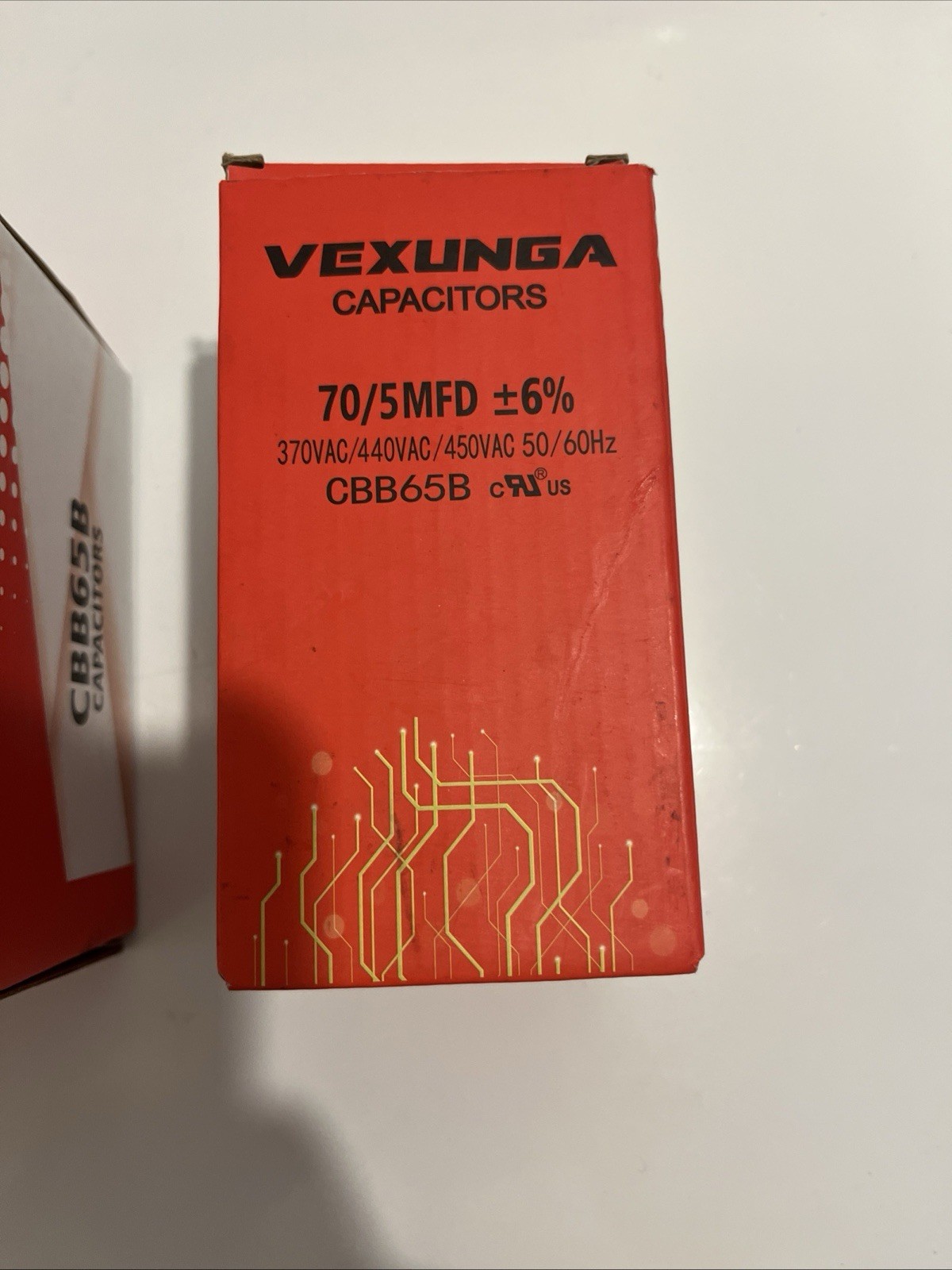 Vexunga Capacitor 70/5 MFD +/- 6% 370V/440/450VAC Dual Run AC Capacitor CBB65B