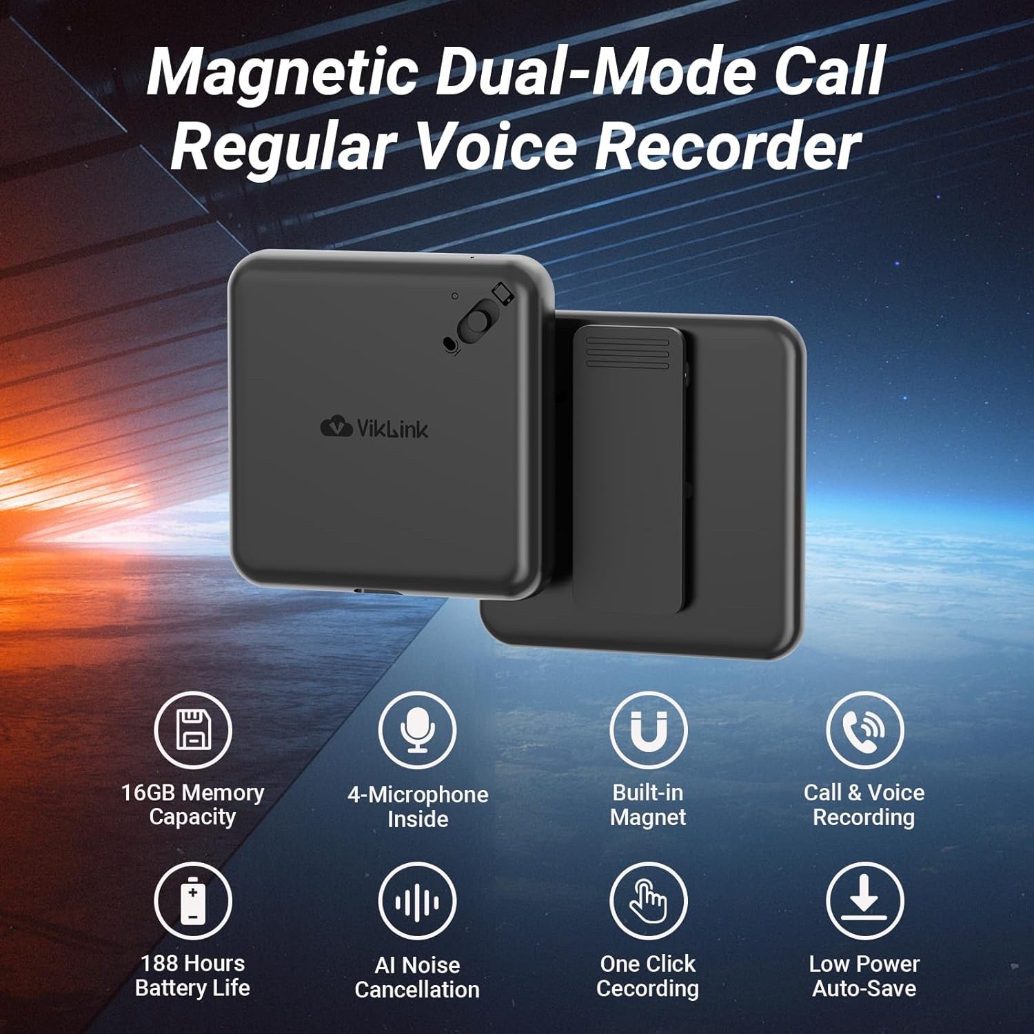 64GB Magnetic Voice Recorder Voice Activated with AI Noise Reduction Device NEW