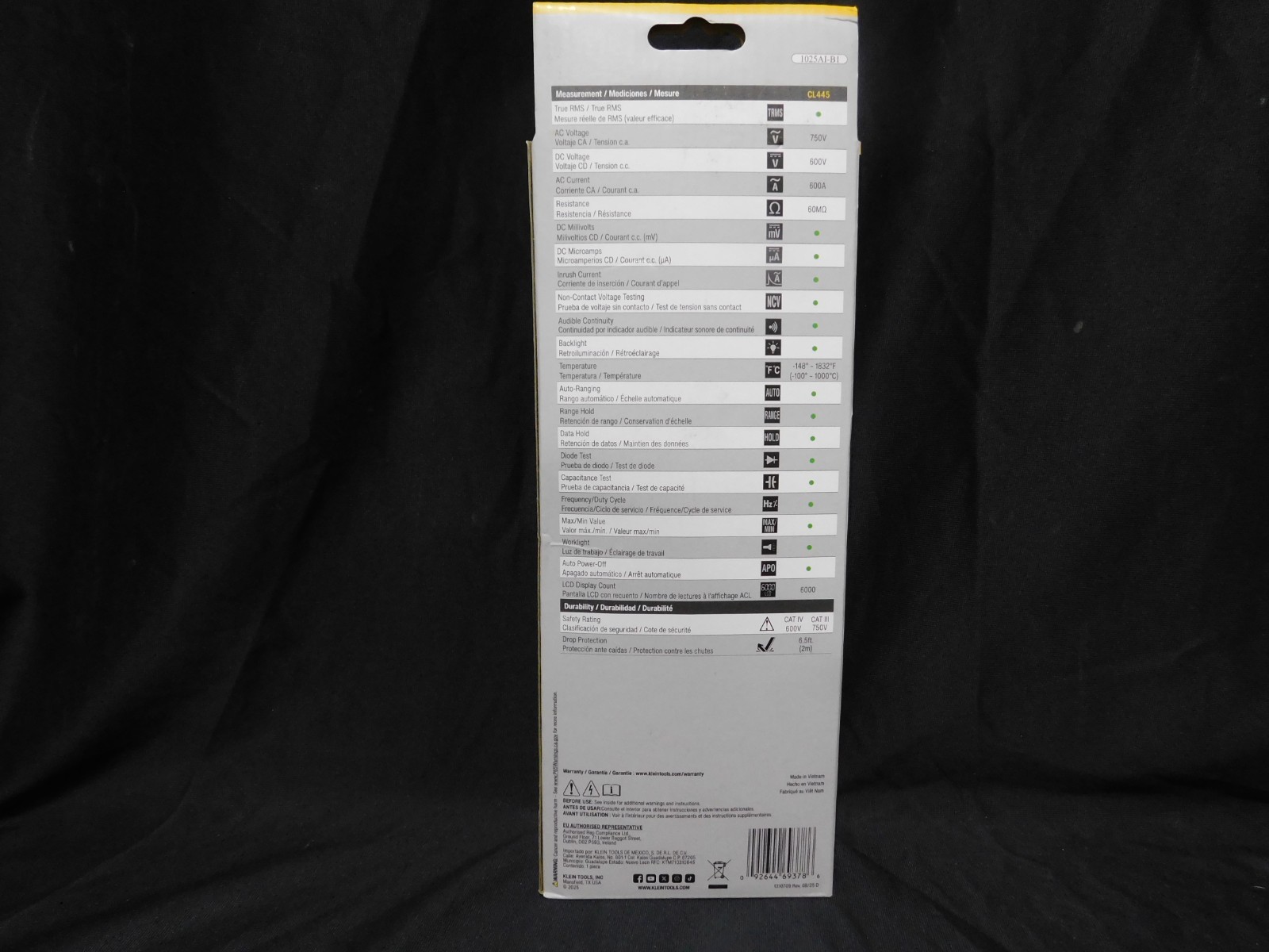 New Klein Tools CL445 750V HVAC Clamp Meter (EB64)