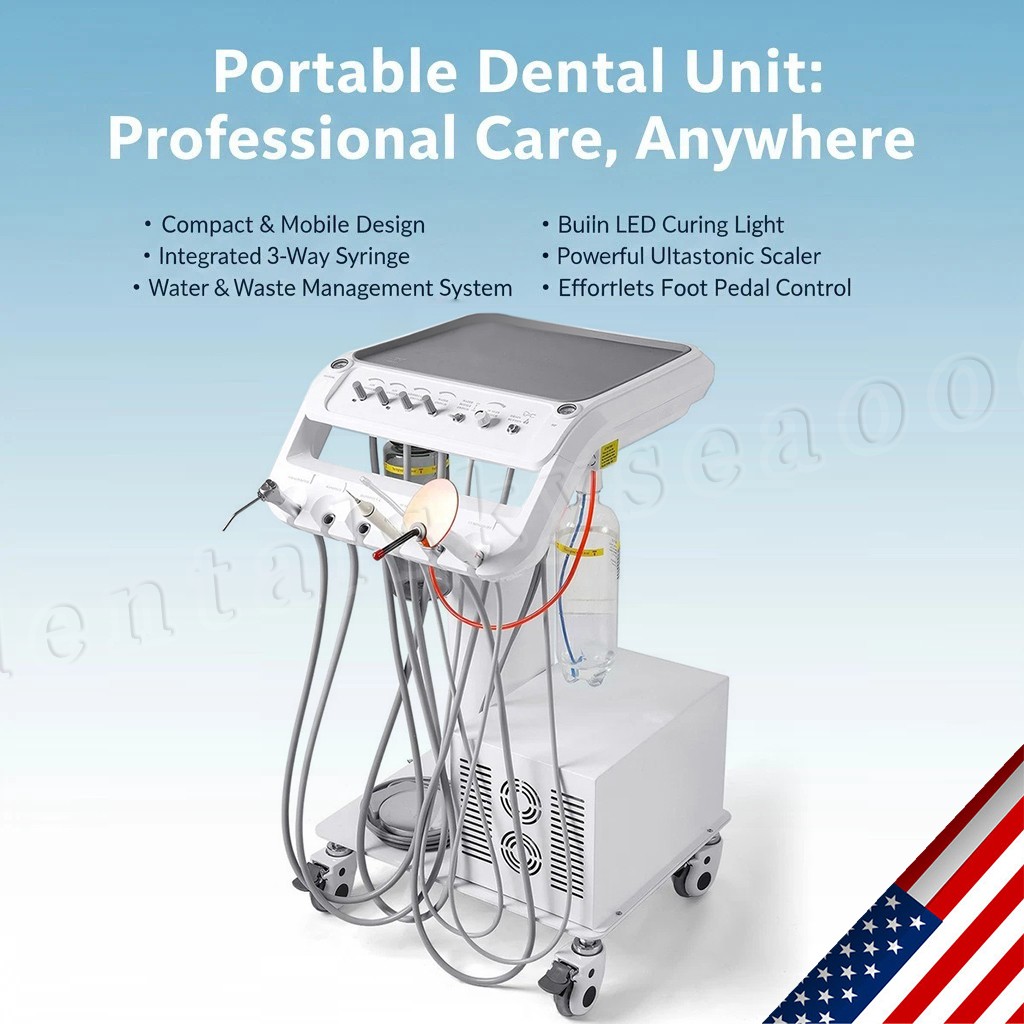 Dental mobile Delivery Unit Treatment Cart with Compressor scaler Curing Light