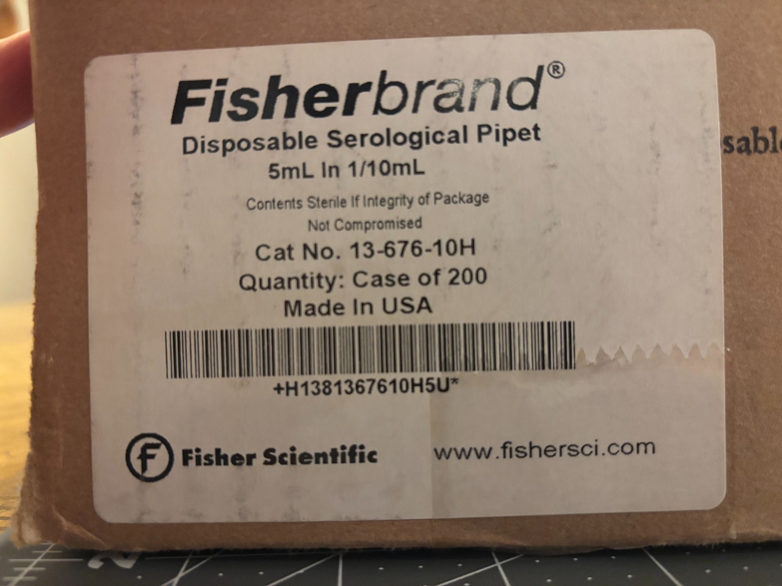 Fisherbrand 5 ml 1/10 Disposable Serological Sterile Pipets 13-676-10H CASE/200
