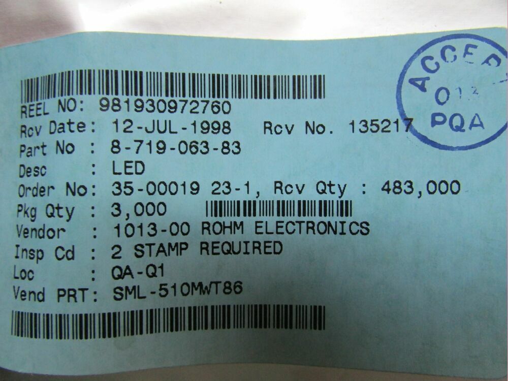 Lot 100 Rohm Electronics Discrete Chip LEDs SML-510MWT86 570NM GRN WHT/DIFF RoHS