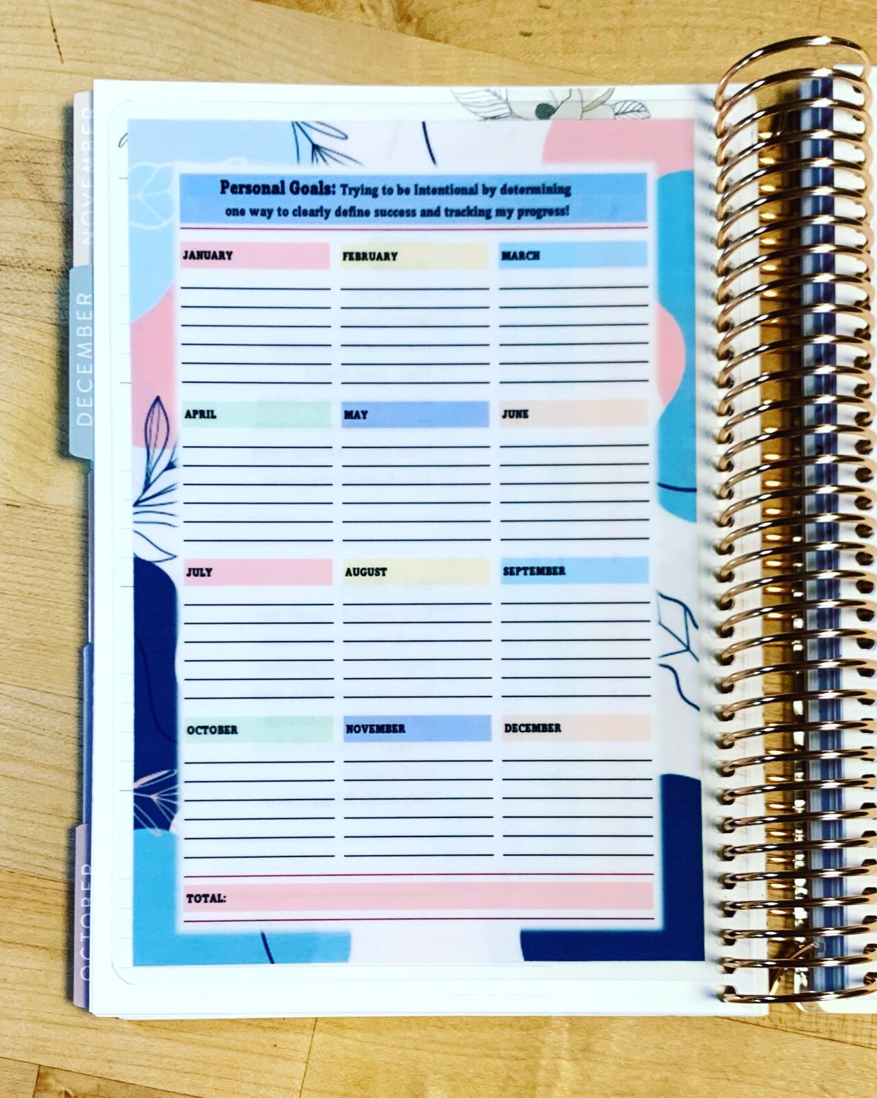 Daily Habits Personal Goals Dashboard 4 use with ErinCondren A5 Coil Spiral